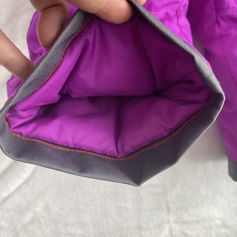 LL Bean Ski Bibs Pant Kids 3T Magenta Waterproof Insulated Fleece Lined Snow